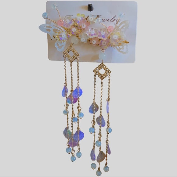 BUTTERFLY PEARL HAIR CLIPS - Picture 2 of 12